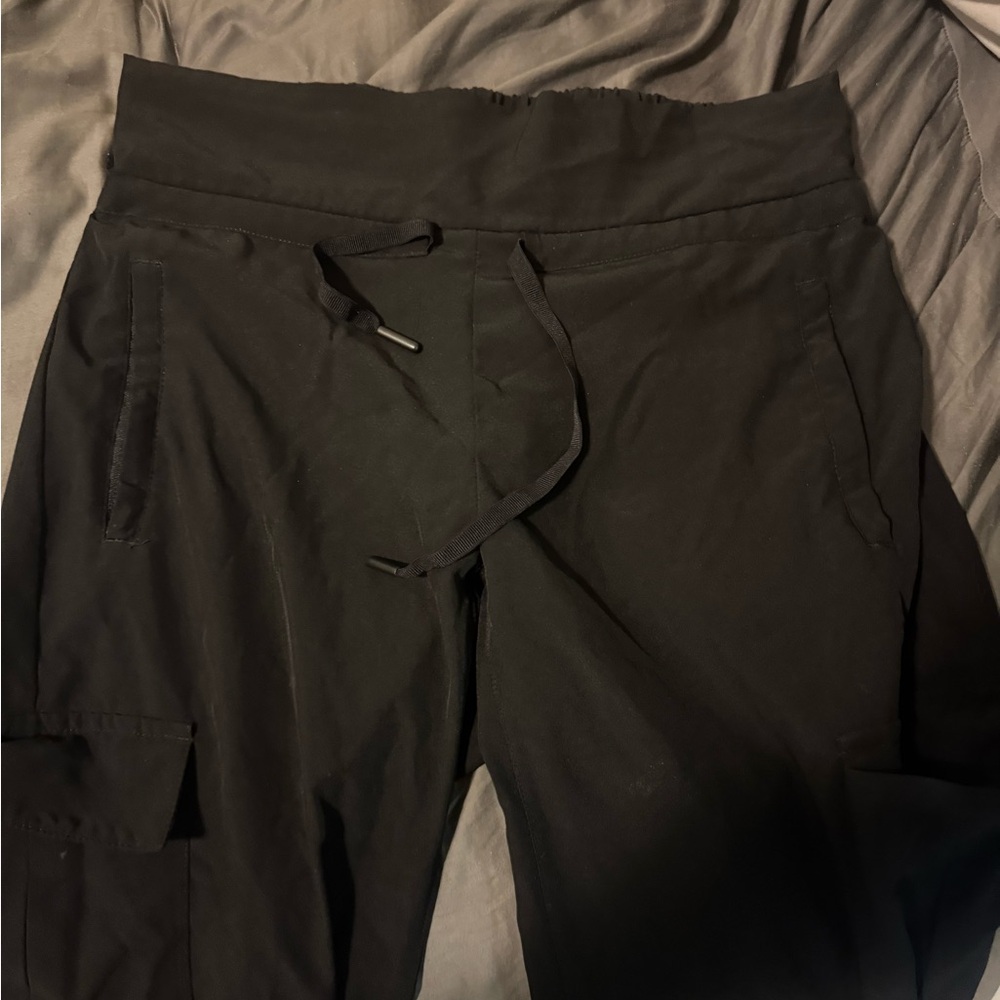 Kyodan Black Ankle Pants with Relaxed Fit and Drawstring Waist